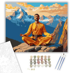 Számfestő Meditáló Férfi Hegycsúcson Naplementében - számfestő készlet - 40×50 cm (Keretre feszítve) (crea6793-40X50-KF)