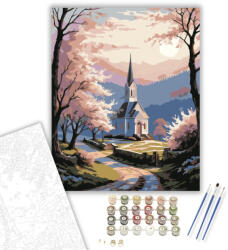  Húsvéti Hajnal a Kápolnánál - számfestő készlet - 40×50 cm (Keretre feszítve)