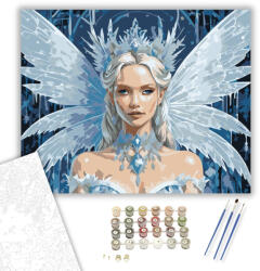  Jégtündér Királynő - számfestő készlet - 40×50 cm (Keretre feszítve)