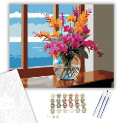 Trópusi Orchideák és Paradicsommadarak - számfestő készlet - 40×50 cm (Keretre feszítve)