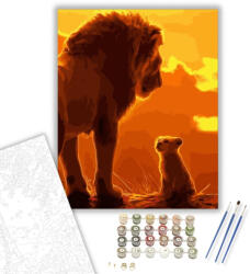  Oroszlán nevelés - számfestő készlet - 40×50 cm (Keretre feszítve)