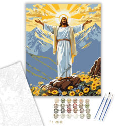  Feltámadt Krisztus a Hegyen - számfestő készlet - 40×50 cm (Keretre feszítve)