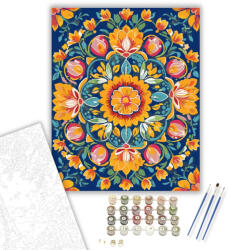  Tavaszi Virág Mandala Élénk Színekkel - számfestő készlet - 40×50 cm (Keretre feszítve)
