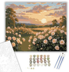  Naplementében Fürdő Rózsák - számfestő készlet - 40×50 cm (Keretre feszítve)