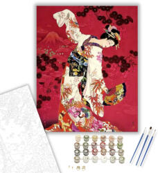  Japán Zenész - számfestő készlet - 40×50 cm (Keretre feszítve)