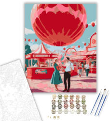  Valentin-napi Randevú Vidámparkban - számfestő készlet - 40×50 cm (Keretre feszítve)