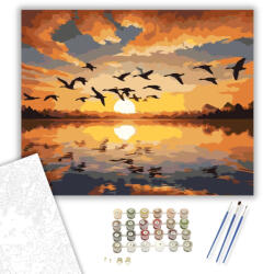 Számfestő Vándorló Lúdraj Naplementében - számfestő készlet - 40×50 cm (Keretre feszítve) (crea5970-40X50-KF)