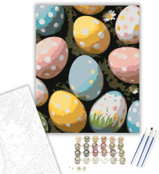  Mintás Húsvéti Tojások Mohaágyon - számfestő készlet - 40×50 cm (Keretre feszítve)