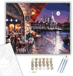 Számfestő Esti Élet Velencében - számfestő készlet - 40×50 cm (Keretre feszítve) (GX7620-40X50-KF)