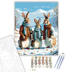 Számfestő Téli Nyuszi Kompánia - számfestő készlet - 40×50 cm (Keretre feszítve) (crea5038-40X50-KF)