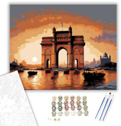 Számfestő Gateway of India Naplementében - számfestő készlet - 40×50 cm (Keretre feszítve) (crea7030-40X50-KF)