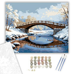  Téli Híd Csöndje - számfestő készlet - 40×50 cm (Keretre feszítve)