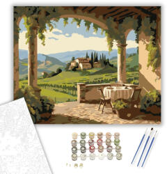  Toszkán Szőlőültetvény Terasza - számfestő készlet - 40×50 cm (Keretre feszítve)