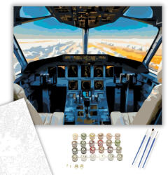  Modern Utasszállító Pilótafülkéje - számfestő készlet - 40×50 cm (Keretre feszítve)