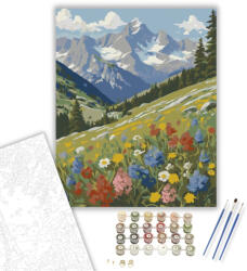 Alpesi Vadvirágok Harmóniája - számfestő készlet - 60×70 cm (Keret nélkül)