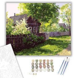 Számfestő Kertes Házak - számfestő készlet - 40×50 cm (Keretre feszítve) (6729-40X50-KF)
