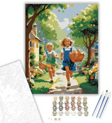  Húsvéti Tojásvadászat Gyermekekkel - számfestő készlet - 40×50 cm (Keretre feszítve)