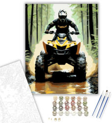  Sárga ATV az Erdei Ösvényen - számfestő készlet - 40×50 cm (Keretre feszítve)