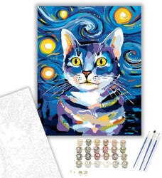  Macska az ég alatt - számfestő készlet - 40×50 cm (Keretre feszítve)
