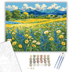  Hegyek Virágos Kertje - számfestő készlet - 40×50 cm (Keretre feszítve)