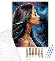  Misztikus Nő Galaxis Háttérrel - számfestő készlet - 40×50 cm (Keretre feszítve)