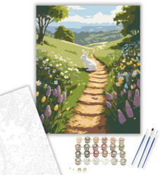  Nyuszi Vadvirágok Között - számfestő készlet - 40×50 cm (Keretre feszítve)