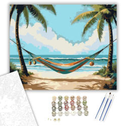  Trópusi Függőágy - számfestő készlet - 40×50 cm (Keretre feszítve)