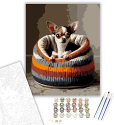  Chihuahua Kötött Pulóverben - számfestő készlet - 80×100 cm (Keretre feszítve)