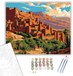  Ait Benhaddou Kasbah - számfestő készlet - 50×60 cm (Keretre feszítve)