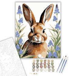 Számfestő Barna Nyuszi Levendulával - számfestő készlet - 40×50 cm (Keretre feszítve) (crea6396-40X50-KF)