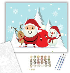 Számfestő Télapó és barátai - számfestő készlet - 40×50 cm (Keretre feszítve) (santaclaus125-40X50-KF)