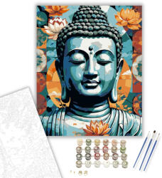  Buddha Arca Lótuszokkal - számfestő készlet - 40×50 cm (Keretre feszítve)