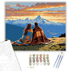  Szerelmespár a Hegyekben - számfestő készlet - 40×50 cm (Keretre feszítve)