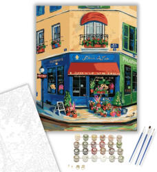  Virág bolt - számfestő készlet - 40×50 cm (Keretre feszítve)