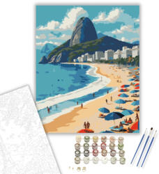 Copacabana Beach és Cukorsüveg-hegy - számfestő készlet - 40×50 cm (Keretre feszítve)