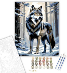 Számfestő Farkas a Havas Erdőben - számfestő készlet - 40×50 cm (Keretre feszítve) (crea5565-40X50-KF)