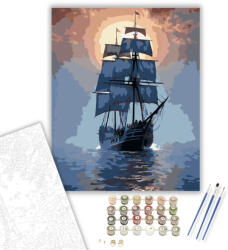  Misztikus Hajó a Hajnal Ködében - számfestő készlet - 40×50 cm (Keretre feszítve)