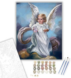 Számfestő Kisangyal a felhőkön - számfestő készlet - 40×50 cm (Keretre feszítve) (crea372-40X50-KF)