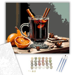  Fűszeres Téli Hangulat - számfestő készlet - 40×50 cm (Keretre feszítve)