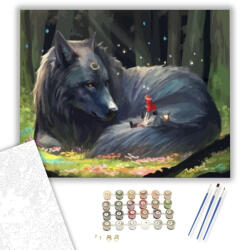 Számfestő Farkas mese - számfestő készlet - 40×50 cm (Keretre feszítve) (crea440-40X50-KF)