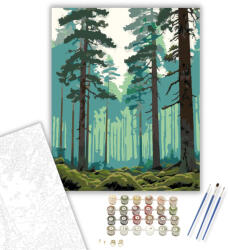 Számfestő Misztikus Ködös Fenyőerdő - számfestő készlet - 40×50 cm (Keretre feszítve) (crea5714-40X50-KF)
