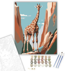 Számfestő Zsiráf és Sziklák Minimalista Stílusban - számfestő készlet - 40×50 cm (Keretre feszítve) (crea7359-40X50-KF)