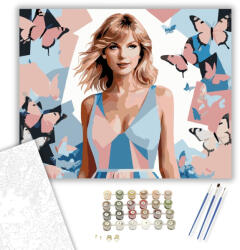 Taylor Swift Portré - számfestő készlet - 40×50 cm (Keretre feszítve)