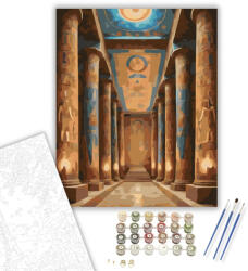  Egyiptomi Templombelső - számfestő készlet - 60×70 cm (Keretre feszítve)
