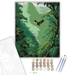  Amazonas Esőerdő és Repülő Tukán - számfestő készlet - 50×60 cm (Keret nélkül)