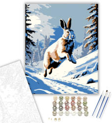 Számfestő Téli Üdvözlet - Szökellő Nyúl - számfestő készlet - 40×50 cm (Keretre feszítve) (crea5042-40X50-KF)