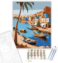  Nílusi Nubiai Falucska - számfestő készlet - 40×50 cm (Keretre feszítve)