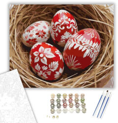  Hagyományos Magyar Tojások - számfestő készlet - 40×50 cm (Keretre feszítve)