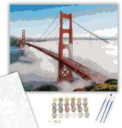  Golden Gate Híd Ködös Reggelen - számfestő készlet - 60×70 cm (Keretre feszítve)