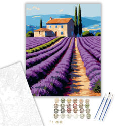  Provence-i Levendulamező és Kőház - számfestő készlet - 40×50 cm (Keretre feszítve)